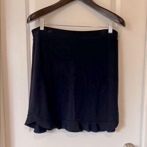 Loft navy ruffle hemmed skirt, size L